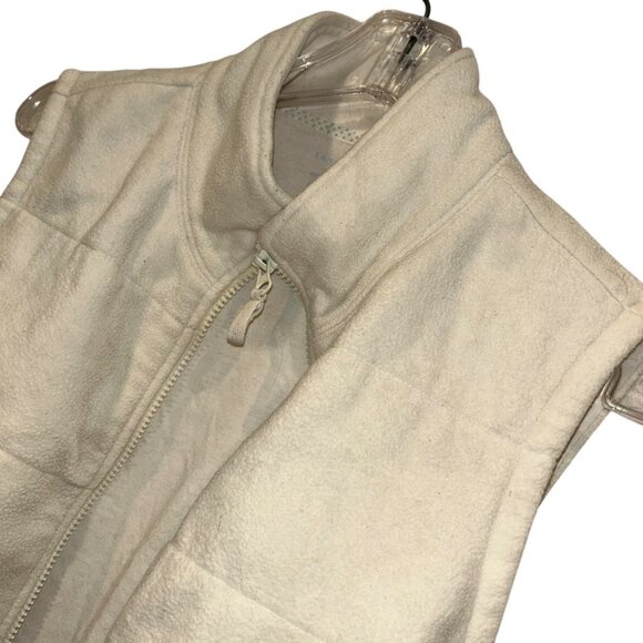 Lands' End cream quilted fleece sleeveless jacktet Vest L14-16 - Picture 3 of 3